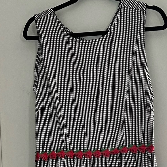NWT Neon Rose Gingham Midaxi Dress Black White Strawberry Embroidery Plus Size - Picture 12 of 14